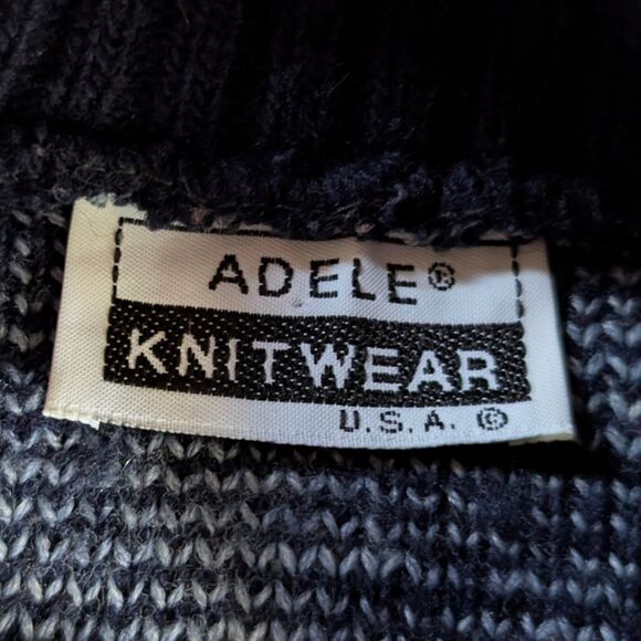 Vintage Teddy Bear Turtleneck Sweater Women's XL/1X Navy Blue All Over Print - Picture 4 of 6